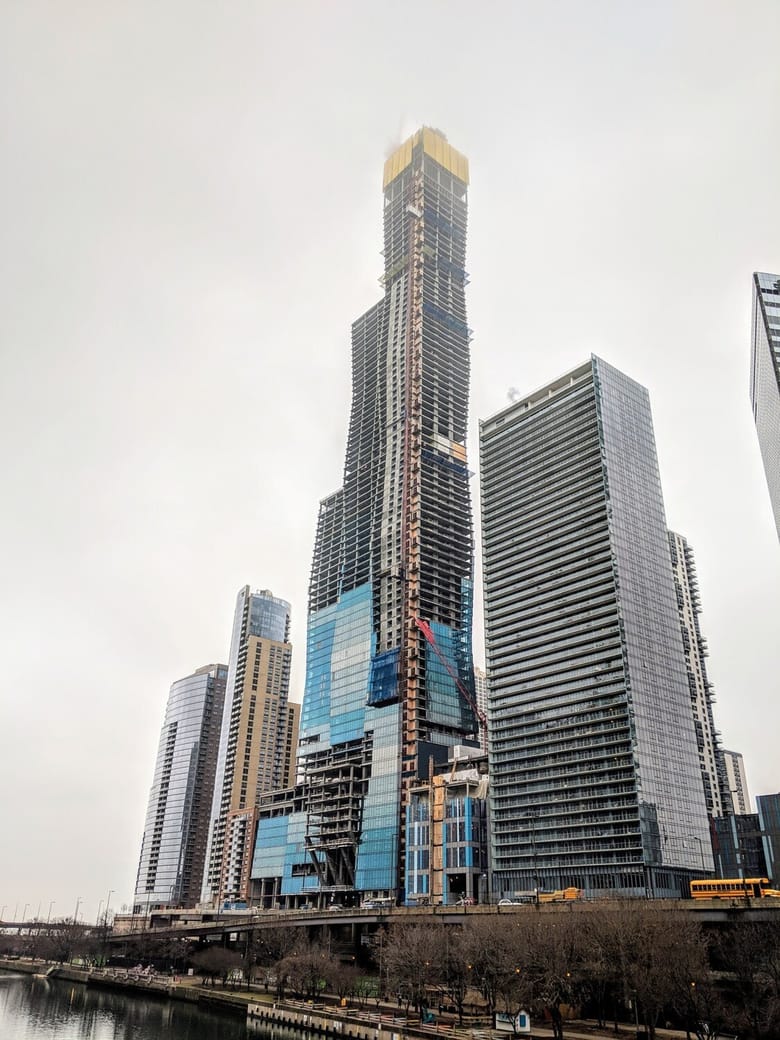 A photo of the St. Regis mid-construction.