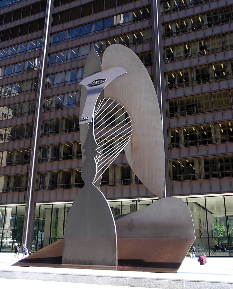 A photo of Pablo Picasso sculpture in Daley Plaza.