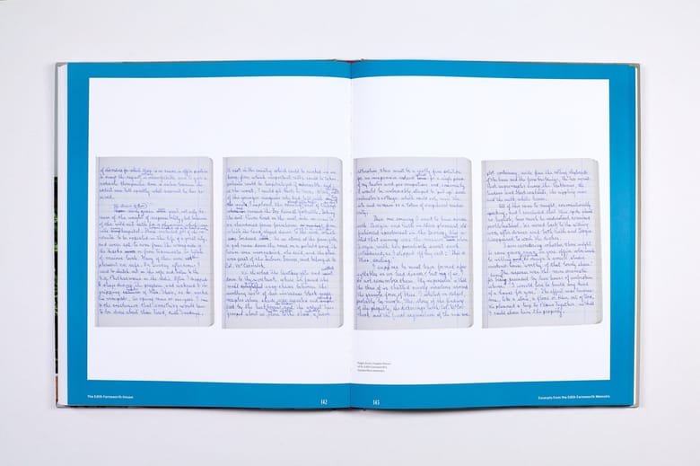 Inside spread of two books with hand written notes