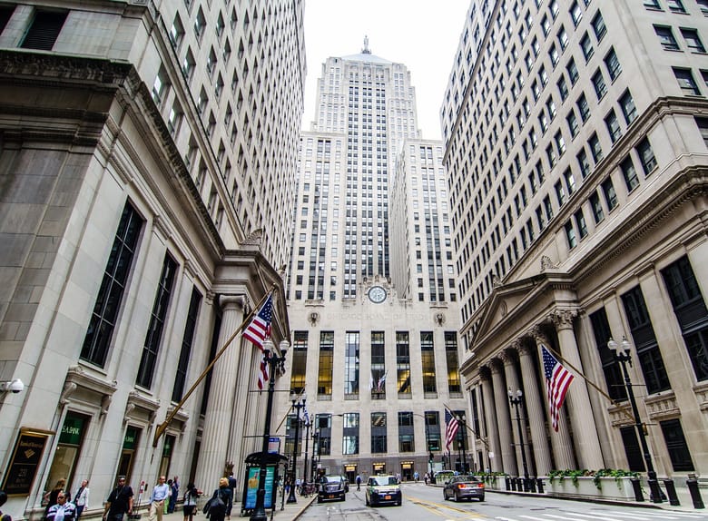 A photo of the Chicago Board of Trade Building