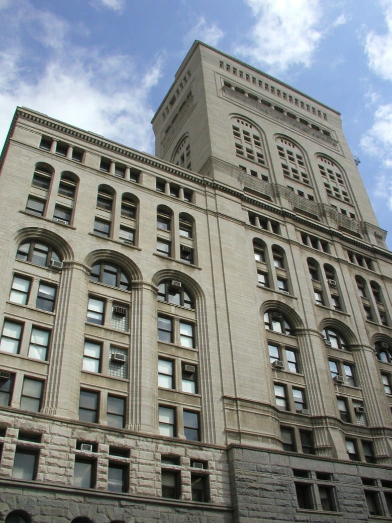 Exterior of the historic Auditorium Theater in Chicago, featuring ornate architecture