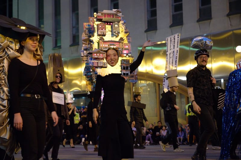 Annabell Ren as Chinatown. Headpiece created by Annabell Ren, Jackson Janicki and Sara Cattenoy. Photo by Andy Owens.