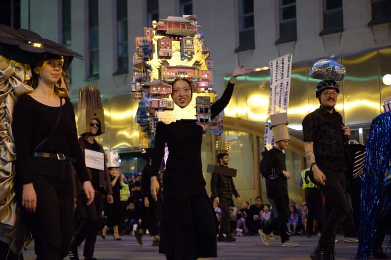 Annabell Ren as Chinatown. Headpiece created by Annabell Ren, Jackson Janicki and Sara Cattenoy. Photo by Andy Owens.