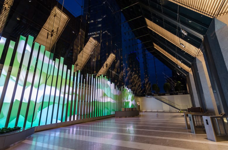 Digital art display inside the lobby.